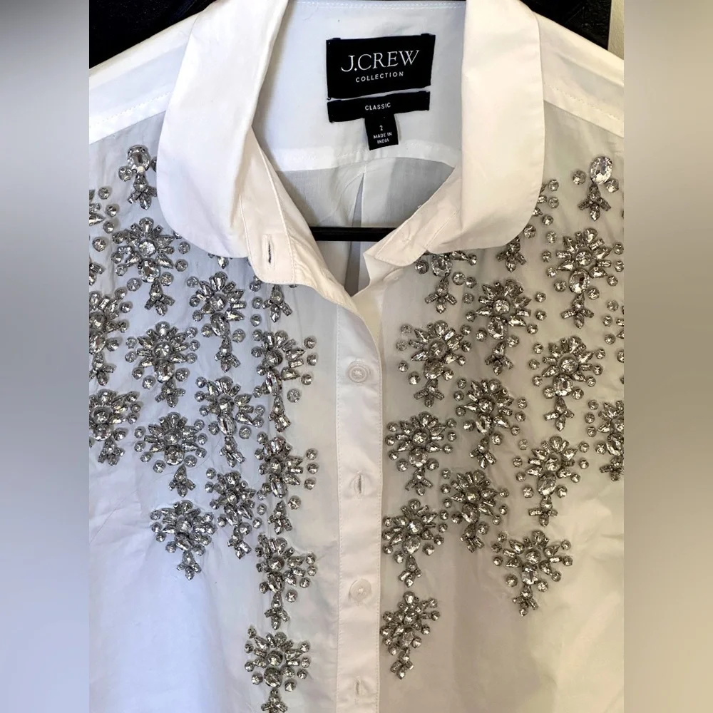 Jcrew embellished short sleeve cropped shirt. Size 2. Pristine condition!